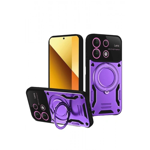 Durukar®   Redmi Note 13 4G Kılıf Joy Lens Standlı Kapak - Mor