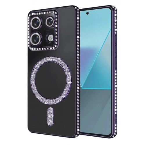 Durukar®   Redmi Note 13 Pro 4G Joke Simli Magneticsafe Kılıf - Derin Mor