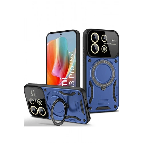 Durukar®   Redmi Note 13 Pro 5G Kılıf Joy Lens Standlı Kapak - Lacivert