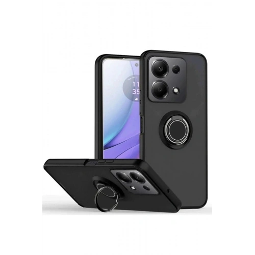 Durukar®   Redmi Note 13 Pro 5G Kılıf Montreal Yüzüklü Silikon Kapak - Siyah