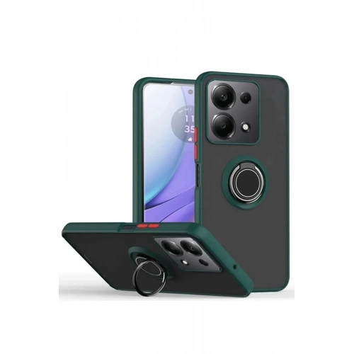 Durukar®   Redmi Note 13 Pro 5G Kılıf Montreal Yüzüklü Silikon Kapak - Yeşil