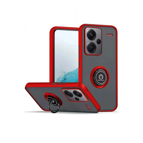 Durukar®   Redmi Note 13 Pro Plus Kılıf Montreal Yüzüklü Silikon Kapak - Kırmızı