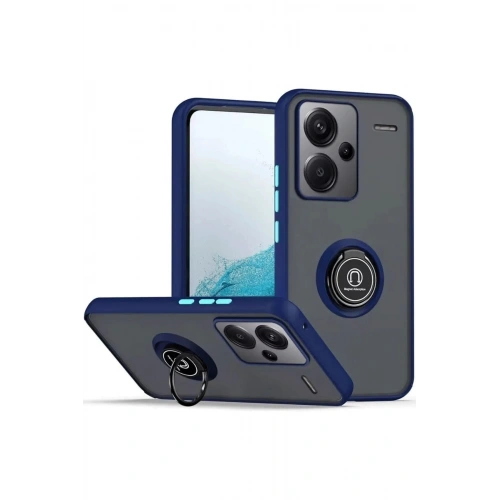 Durukar®   Redmi Note 13 Pro Plus Kılıf Montreal Yüzüklü Silikon Kapak - Lacivert