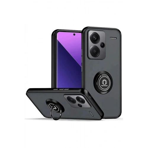 Durukar®   Redmi Note 13 Pro Plus Kılıf Montreal Yüzüklü Silikon Kapak - Siyah