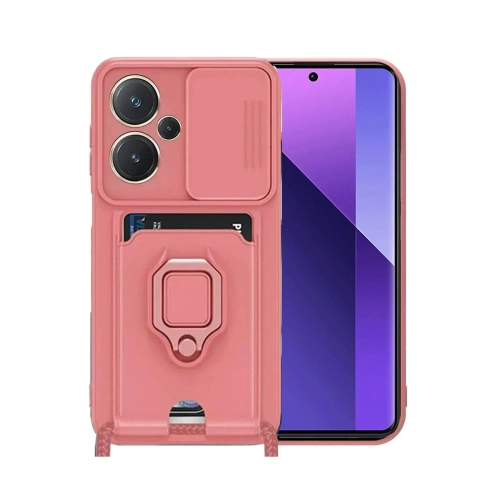 Durukar®   Redmi Note 13 Pro Plus Kılıf Zuma Kartvizitli Yüzüklü Silikon - Pembe