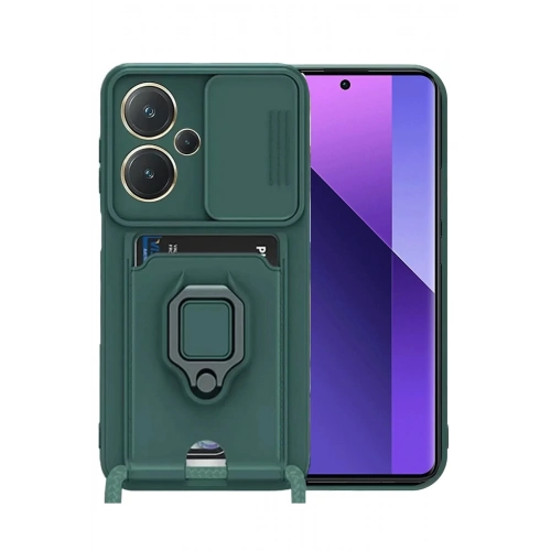 Durukar®   Redmi Note 13 Pro Plus Kılıf Zuma Kartvizitli Yüzüklü Silikon - Yeşil
