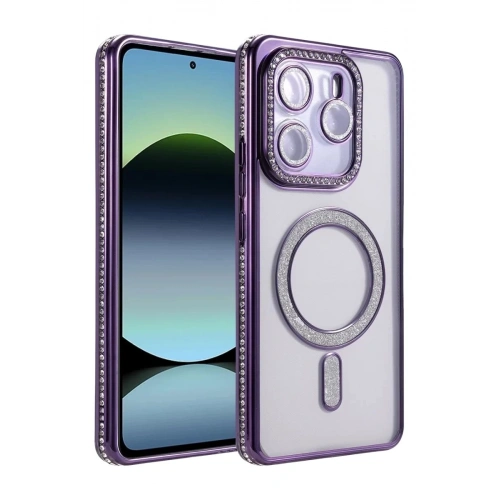 Durukar®   Redmi Note 14 4G Joke Simli Magneticsafe Kılıf - Derin Mor