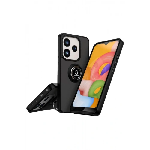Durukar®   Redmi Note 14 4G Montreal Yüzüklü Silikon Kapak - Siyah