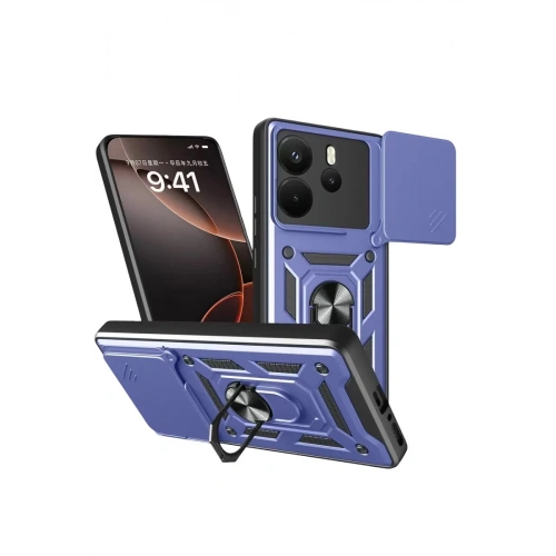 Durukar®   Redmi Note 14 4G Pars Lens Yüzüklü Silikon - Lacivert