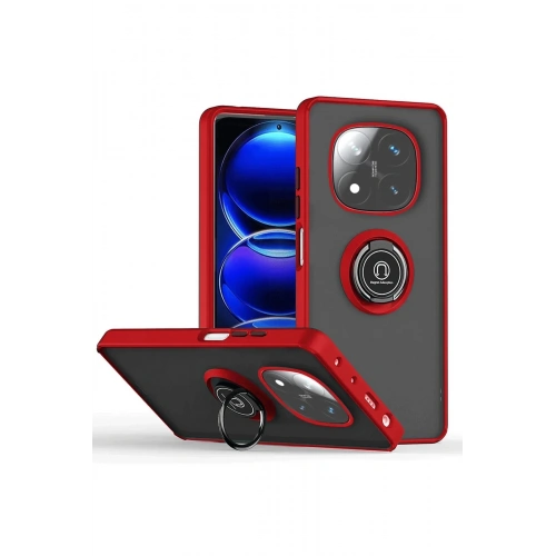 Durukar®   Redmi Note 14 Pro 4G Kılıf Montreal Yüzüklü Silikon Kapak - Kırmızı