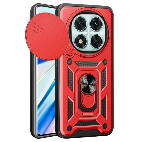 Durukar®   Redmi Note 14 Pro 4G Kılıf Pars Lens Yüzüklü Silikon - Kırmızı