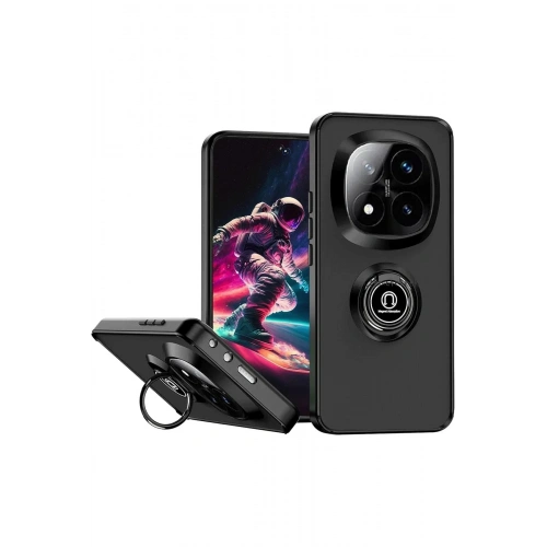 Durukar®   Redmi Note 14 Pro 5G Kılıf Montreal Yüzüklü Silikon Kapak - Siyah