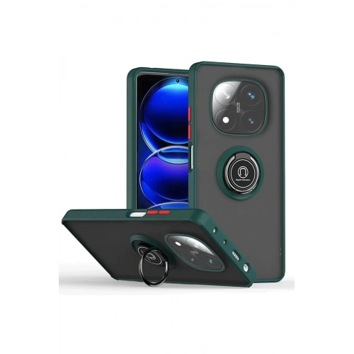 Durukar®   Redmi Note 14 Pro 5G Kılıf Montreal Yüzüklü Silikon Kapak - Yeşil