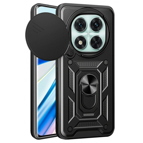 Durukar®   Redmi Note 14 Pro 5G Kılıf Pars Lens Yüzüklü Silikon - Siyah