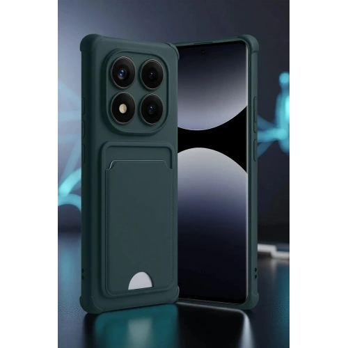 Durukar®   Redmi Note 14 Pro Plus Kelvin Kartvizitli Silikon - Koyu Yeşil