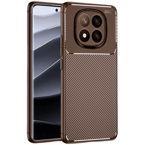 Durukar®   Redmi Note 14 Pro Plus Kılıf Auto Focus Karbon Kapak - Kahverengi