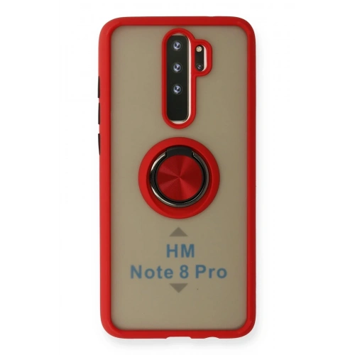 Durukar®   Redmi Note 8 Pro Kılıf Montreal Yüzüklü Silikon Kapak - Kırmızı