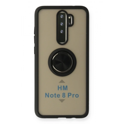 Durukar®   Redmi Note 8 Pro Kılıf Montreal Yüzüklü Silikon Kapak - Siyah
