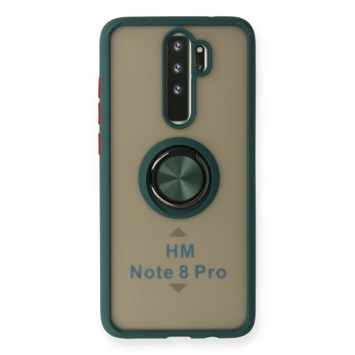 Durukar®   Redmi Note 8 Pro Kılıf Montreal Yüzüklü Silikon Kapak - Yeşil