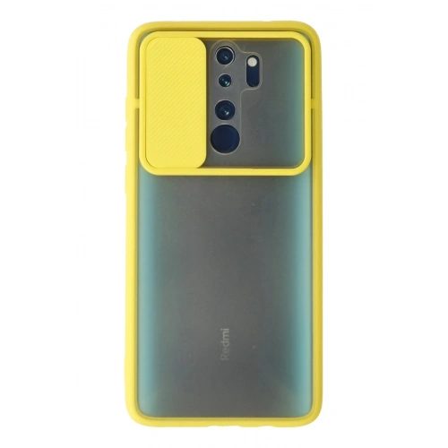 Durukar®   Redmi Note 8 Pro Kılıf Palm Buzlu Kamera Sürgülü Silikon - Sarı