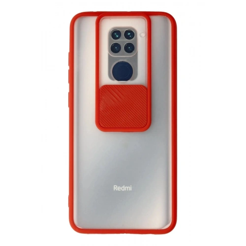 Durukar®   Redmi Note 9 Kılıf Palm Buzlu Kamera Sürgülü Silikon - Kırmızı