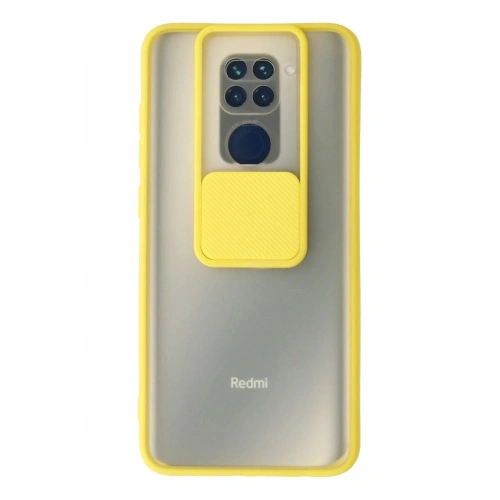 Durukar®   Redmi Note 9 Kılıf Palm Buzlu Kamera Sürgülü Silikon - Sarı