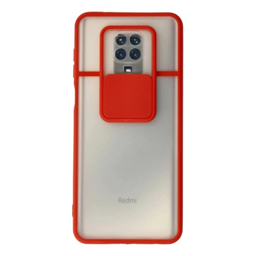 Durukar®   Redmi Note 9 Pro Kılıf Palm Buzlu Kamera Sürgülü Silikon - Kırmızı
