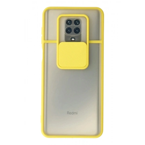 Durukar®   Redmi Note 9 Pro Kılıf Palm Buzlu Kamera Sürgülü Silikon - Sarı