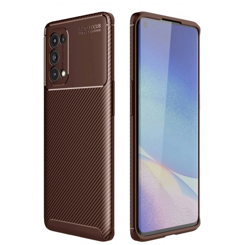 Durukar®   Reno 5 Pro Kılıf Auto Focus Karbon Kapak - Kahverengi