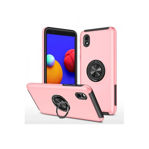 Durukar®  Samsung Galaxy A01 Core Kılıf Elit Yüzüklü Kapak - Pembe