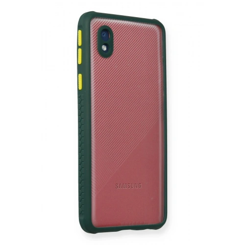 Durukar®  Samsung Galaxy A01 Core Kılıf Miami Şeffaf Silikon - Koyu Yeşil