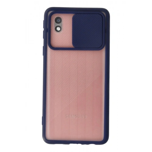 Durukar®  Samsung Galaxy A01 Core Kılıf Palm Buzlu Kamera Sürgülü Silikon - Lacivert