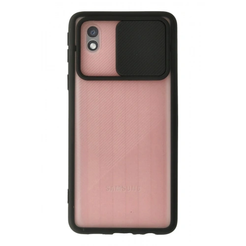 Durukar®  Samsung Galaxy A01 Core Kılıf Palm Buzlu Kamera Sürgülü Silikon - Siyah