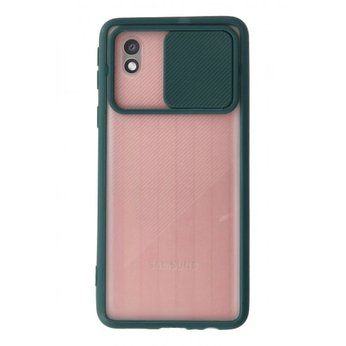 Durukar®  Samsung Galaxy A01 Core Kılıf Palm Buzlu Kamera Sürgülü Silikon - Yeşil