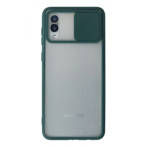 Durukar®  Samsung Galaxy A02 Kılıf Palm Buzlu Kamera Sürgülü Silikon - Yeşil