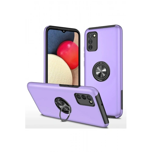 Durukar®  Samsung Galaxy A02S Kılıf Elit Yüzüklü Kapak - Mor