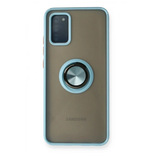 Durukar®  Samsung Galaxy A02S Kılıf Montreal Yüzüklü Silikon Kapak - Buz Mavi