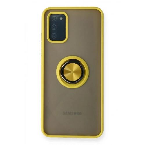 Durukar®  Samsung Galaxy A02S Kılıf Montreal Yüzüklü Silikon Kapak - Sarı