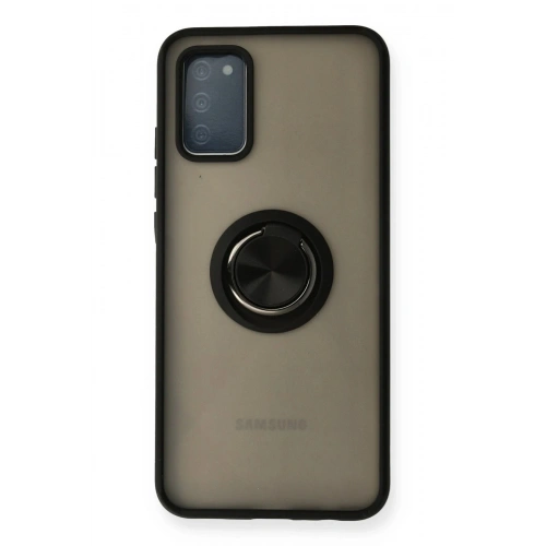 Durukar®  Samsung Galaxy A02S Kılıf Montreal Yüzüklü Silikon Kapak - Siyah