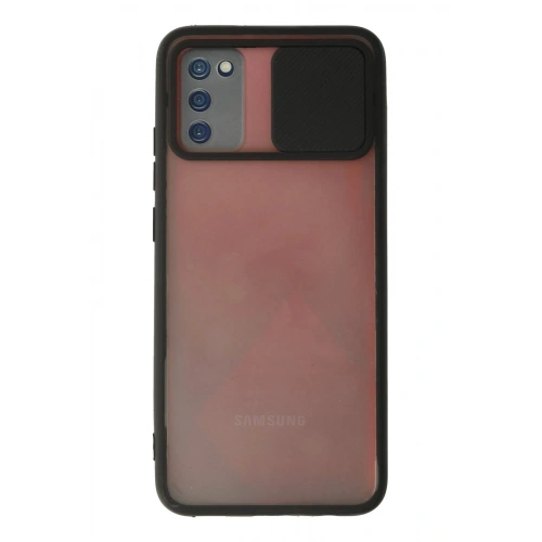 Durukar®  Samsung Galaxy A02S Kılıf Palm Buzlu Kamera Sürgülü Silikon - Siyah