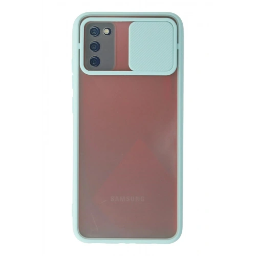 Durukar®  Samsung Galaxy A02S Kılıf Palm Buzlu Kamera Sürgülü Silikon - Turkuaz