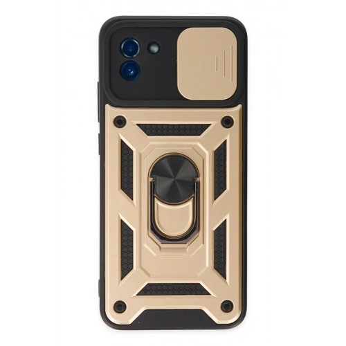 Durukar®  Samsung Galaxy A03 Kılıf Pars Lens Yüzüklü Silikon - Gold
