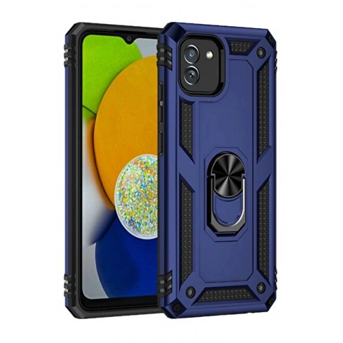 Durukar®  Samsung Galaxy A03 Kılıf Sofya Yüzüklü Silikon Kapak - Lacivert
