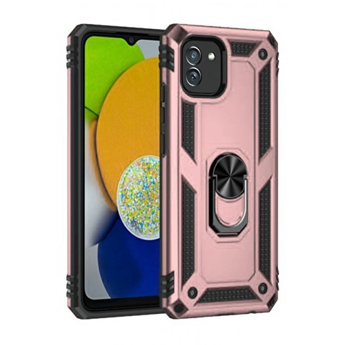 Durukar®  Samsung Galaxy A03 Kılıf Sofya Yüzüklü Silikon Kapak - Rose