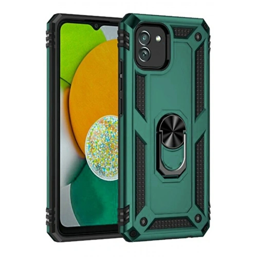 Durukar®  Samsung Galaxy A03 Kılıf Sofya Yüzüklü Silikon Kapak - Yeşil