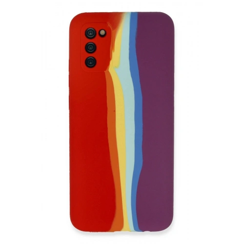 Durukar®  Samsung Galaxy A03S Kılıf Ebruli Lansman Silikon - Kırmızı-Mor
