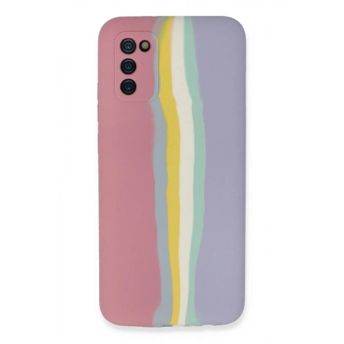 Durukar®  Samsung Galaxy A03S Kılıf Ebruli Lansman Silikon - Pembe-Lila