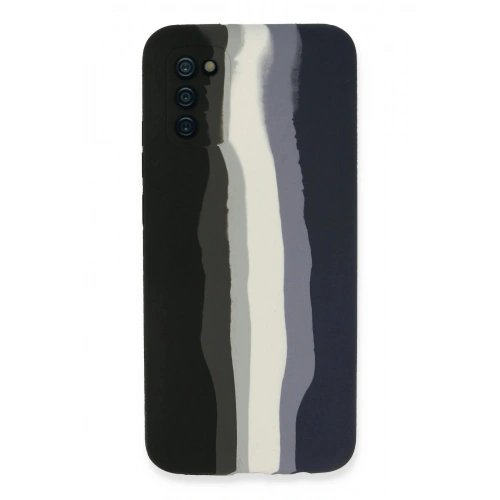 Durukar®  Samsung Galaxy A03S Kılıf Ebruli Lansman Silikon - Siyah-Lacivert