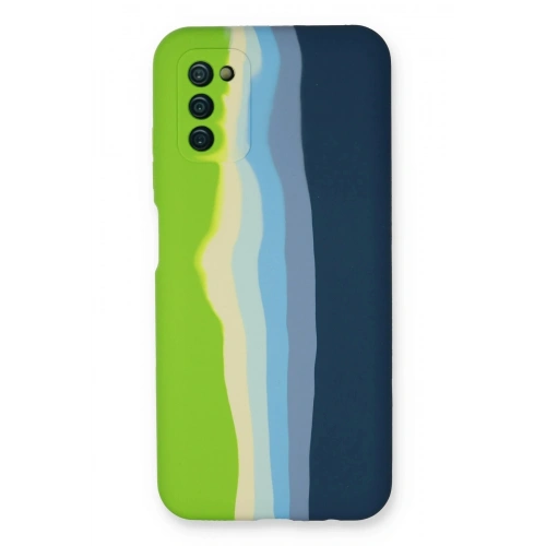 Durukar®  Samsung Galaxy A03S Kılıf Ebruli Lansman Silikon - Yeşil-Koyu Yeşil