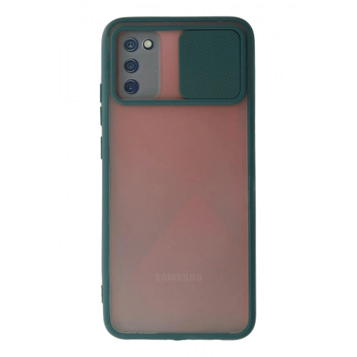 Durukar®  Samsung Galaxy A03S Kılıf Palm Buzlu Kamera Sürgülü Silikon - Yeşil